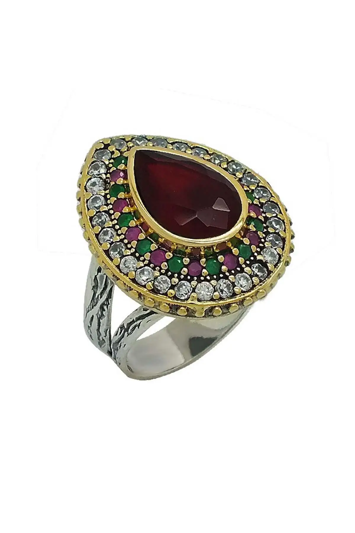 Stem Ruby Cubic Zirconia sterling Silver Authentic Lady Ring Hurrem Sultan Ring Models Adjustable