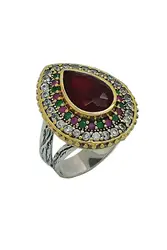 Stem Ruby Cubic Zirconia sterling Silver Authentic Lady Ring Hurrem Sultan Ring Models Adjustable