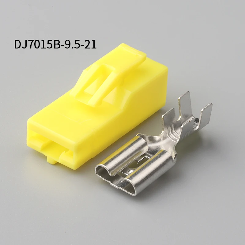 

9.5mm Terminal Yellow Plastic Unsealed Female Housing 100sets DJ7015B-9.5-21 1Pin AMP Car Electrical Wire Connectors