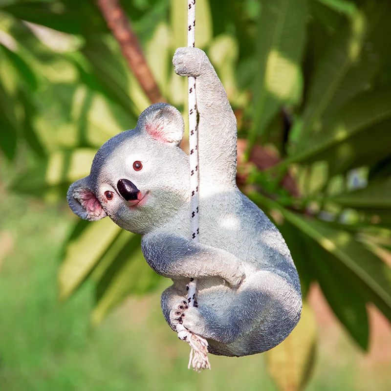 resin statue lovely Swing koala panda model Figurines landscape sculpture outdoor Courtyard gardening tree decoration a0115