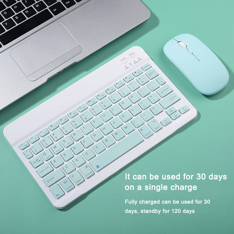 Teclado e Mouse sem fio para iPad Air Pro, Tablet, Android, IOS, Windows, Russo, Francês, Espanhol, Português, 10"