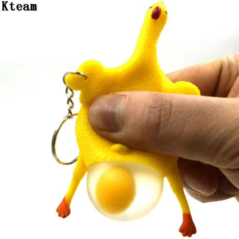 Novelty Squishy Toy ANTI STRESS Squeeze TOY Autism Mood Relief Chicken And Egg Laying Hens Key Chain Pendant Spoof Tricky Gift