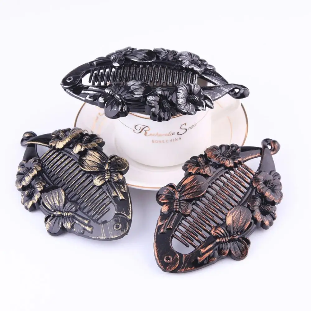 

Furling Girl 1 PC Fashion Vintage Fish Shape Hair Clips Lrregular Flower Hair Jewelry Banana Hairpins For Women Hair Accessories