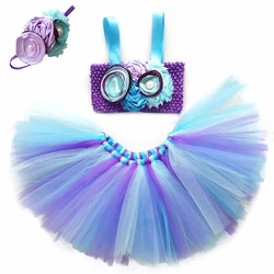 Toddler Little Mermaid Tutu Skirt Outfit for Baby Girls Mermaid Birthday Costume Kids Tutus Skirts Set for Child photography 1-8