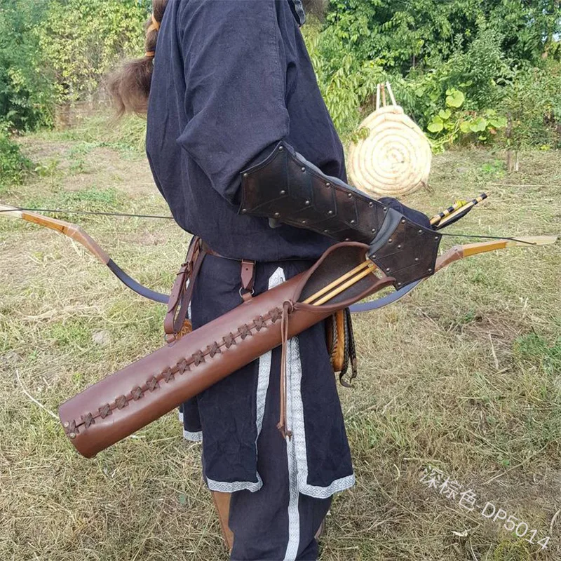 Thời Trung Cổ Da Vintage Mũi Tên Quiver Nơ Giá Đỡ Cosplay Cung Thủ Thợ Săn Larp Đạo Cụ Phong Cách Khoa Học Viễn Tưởng Con Quay Quy Hồi Cung Săn Bắn Túi Cho Người Lớn