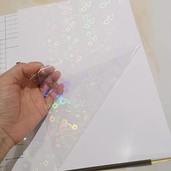 New Circle Style Holographic Foil Adhesive Tape Back Laminating On Paper Plastic 50 Sheets 210 x 297 MM DIY Package Color Card