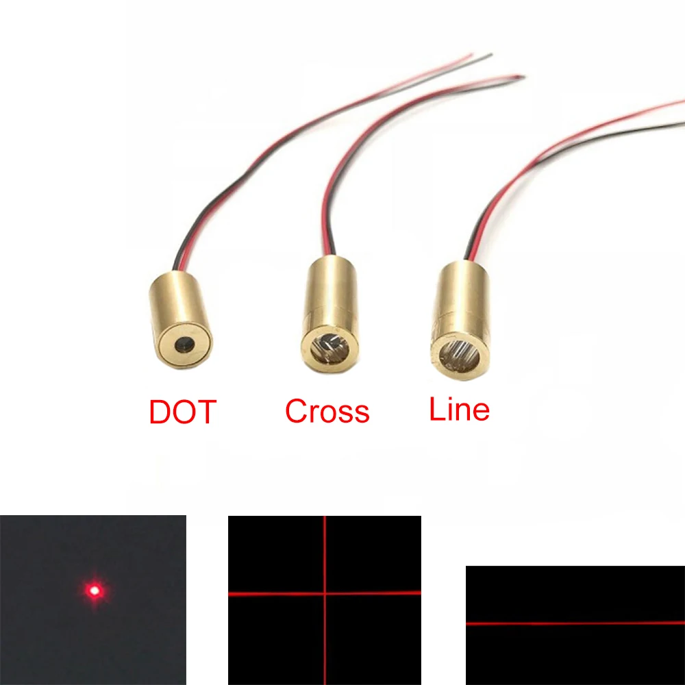 5pcs MINI 650nm 5mW 9mm Red Dot Line Cross Laser Head Laser Positioning Lamp Semiconductor Laser Module