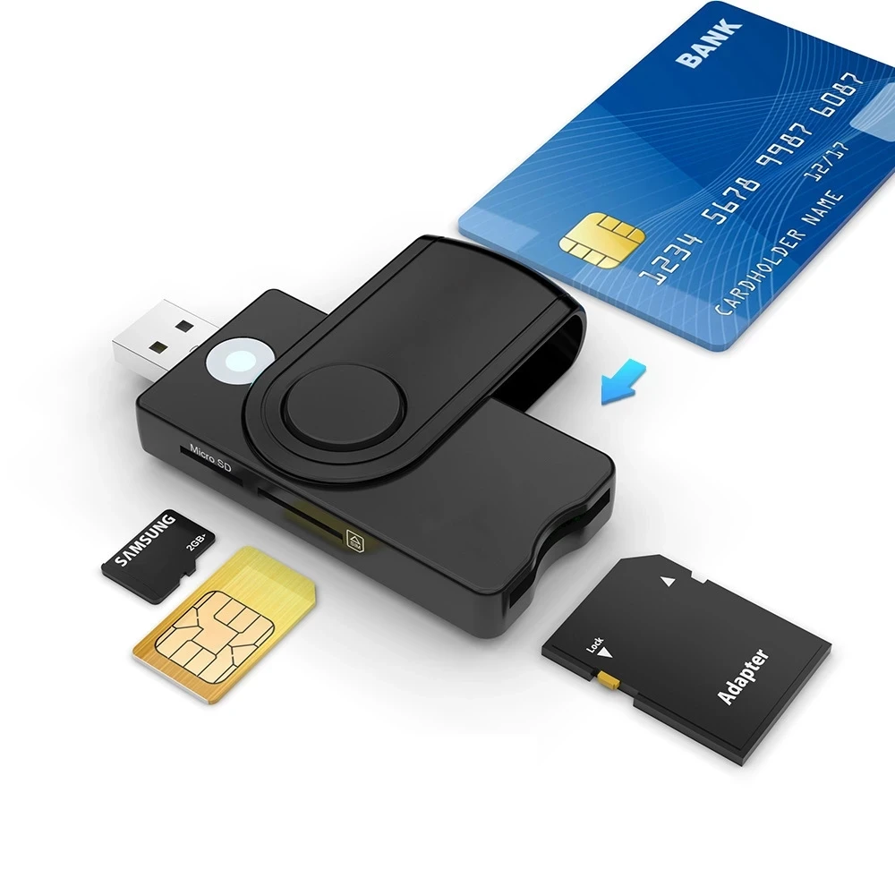 UTHAI עבור Windows 7 8 10 Linux OS, קורא כרטיסי חכם USB SIM, עבור כרטיס בנק IC / ID EMV SD TF MMC קורא כרטיסים USB-CCID ISO 7816