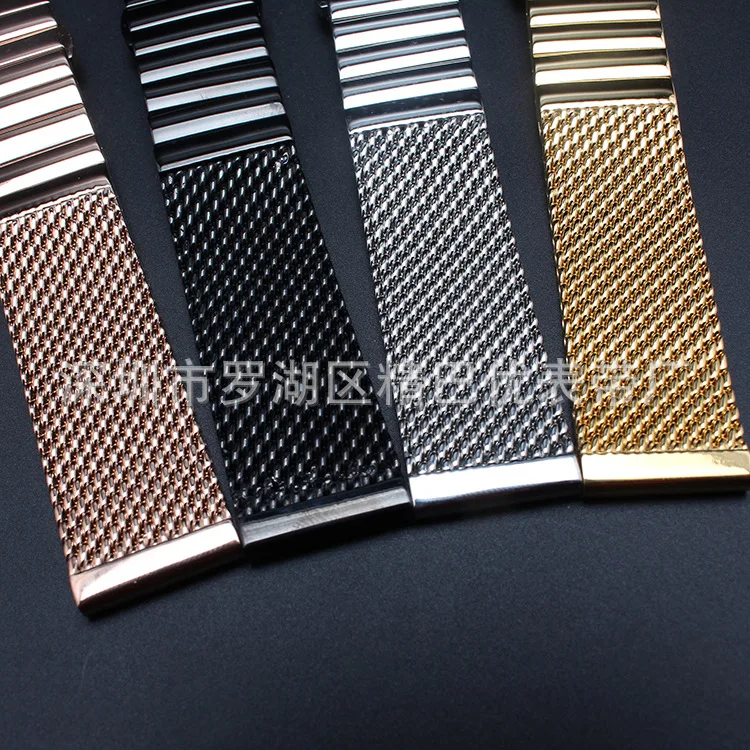 Newest Fashion 18 20 22 24mm Milanese Watchband Universal Stainless Steel Metal Watch Band Strap Bracelet Silver Black Rose Gold