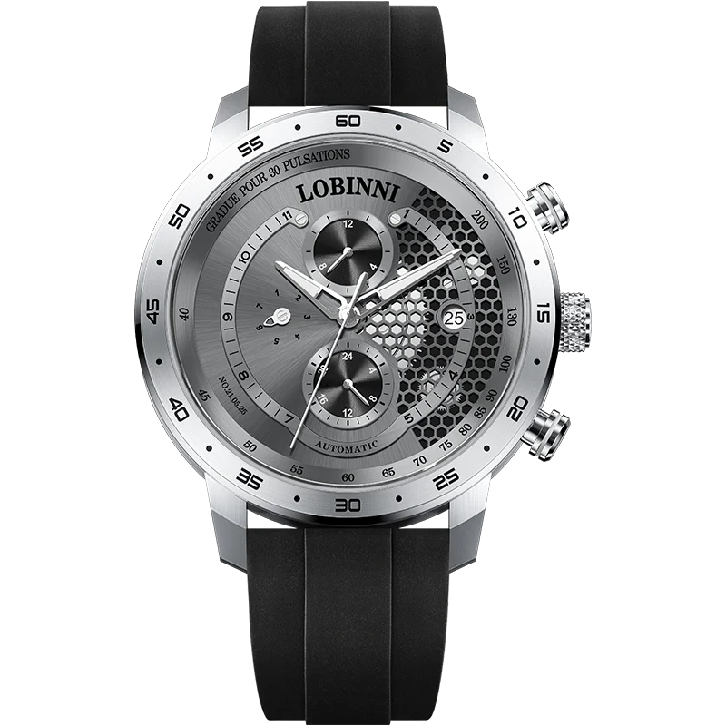 Switzerland LOBINNI Men's Luxury Automatic Mechanical Watch Multi-Function Skeleton Luminous Sapphire Crystal Waterproof L16063
