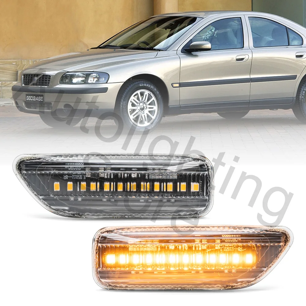

2X Amber Led Turn Signal Lamps For Volvo S60 MK1 Pre-Facelift S80 V70 MK2 XC70 XC90 2003-2005 Side Marker Light Replace OEM