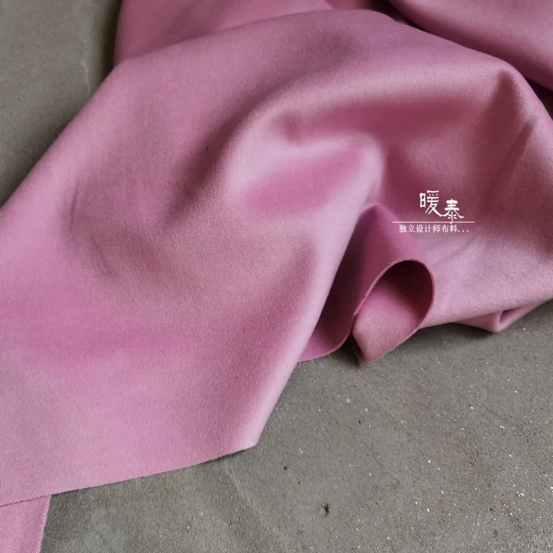 Double-Faced Cashmere Wool Fabric 95% Wool Pink DIY Winter Jacket Suit Outwear Overcoat Clothes Designer Fabric 800g/meter