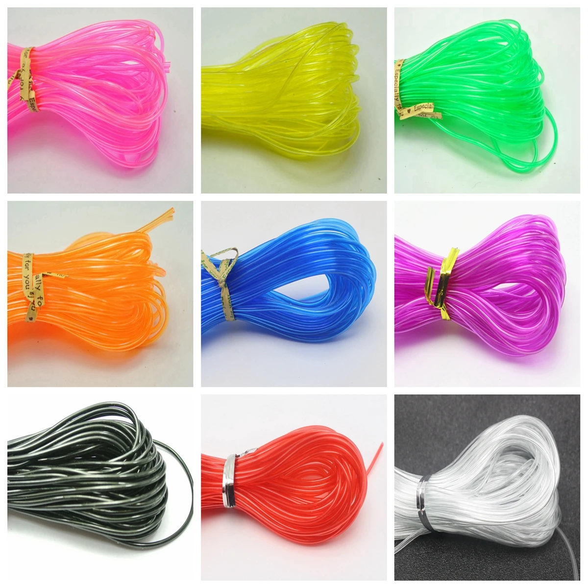 10 Meter Transparent  2mm Hollow Rubber Tubing Jewelry Cord Cover Memory Wire