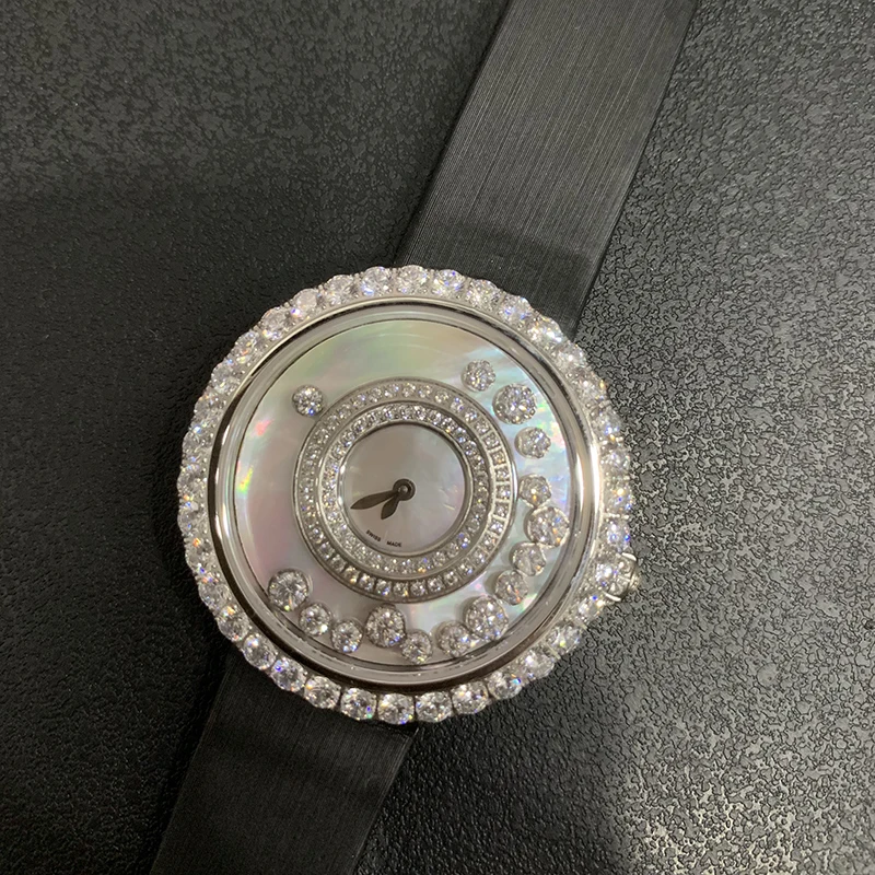 Imagem -04 - Relógio de Couro Genuíno para Mulheres Moda Luxuosa Mostrador Mãe de Pérolas Relógio de Pulso Retangular Relógios de Pedra Feliz 36 mm Marca Quente