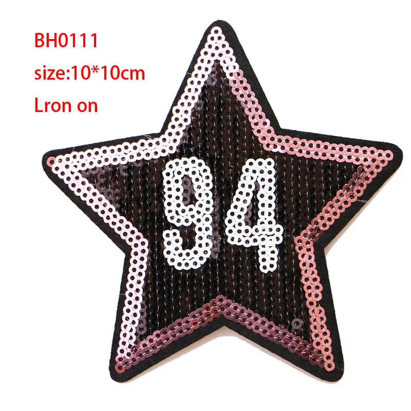 Sequined colorful stars icon Embroidered Iron on Patches for Clothing DIY Stripes Clothes Patchwork Stickers Custom Badges