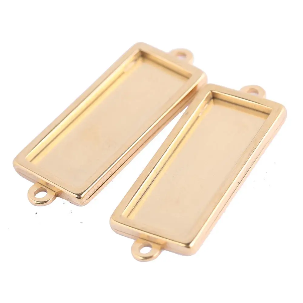 

onwear 10pcs fit 10x25mm rectangle metal cabochon base connectors diy stainless steel findings for bracelets earring making