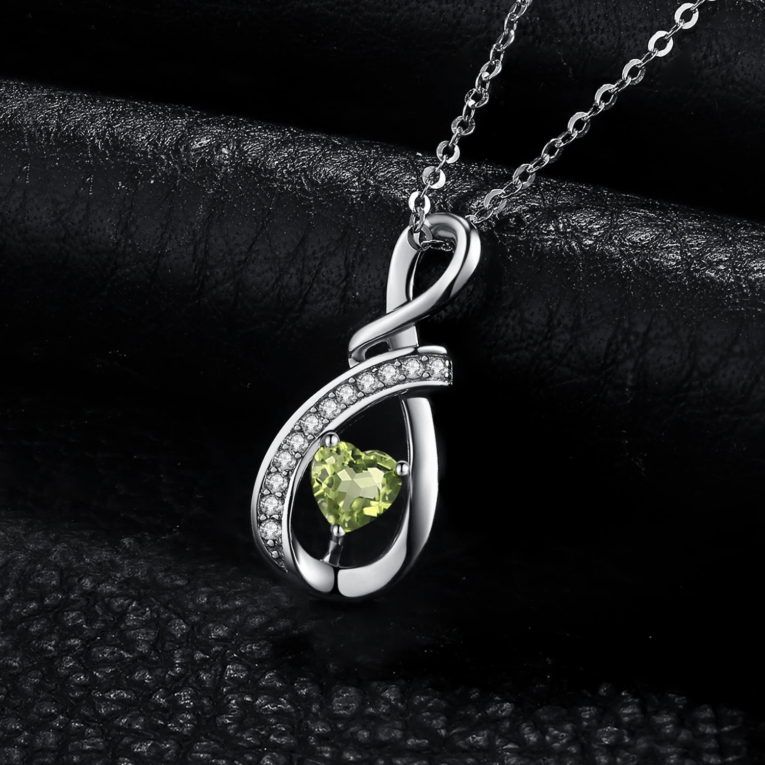 JewelryPalace Infinity Love Genuine Peridot 925 Sterling Silver Pendant Necklace for Woman No Chain