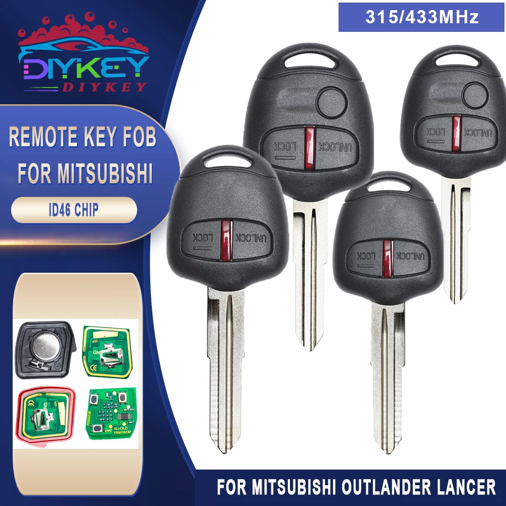 DIYKEY G8D-571M-A 315MHz / 433MHz ID46 Chip Remote Key Fob For Mitsubishi Lancer CJ- Sedan Outlander MIT8 Left / MIT11R Right