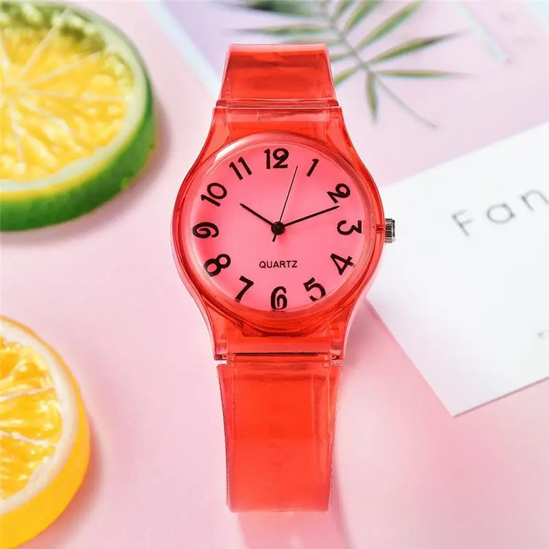 Reloj transparente con números simples para niños, cronógrafo informal para niños y niñas, relojes de pulsera para niños