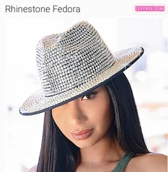 Rhinestone fedora Jazz Hats Cowboy Hat For Women And Men Double-sided Color Cap Red With Black diamond fedora Wholesale 2021