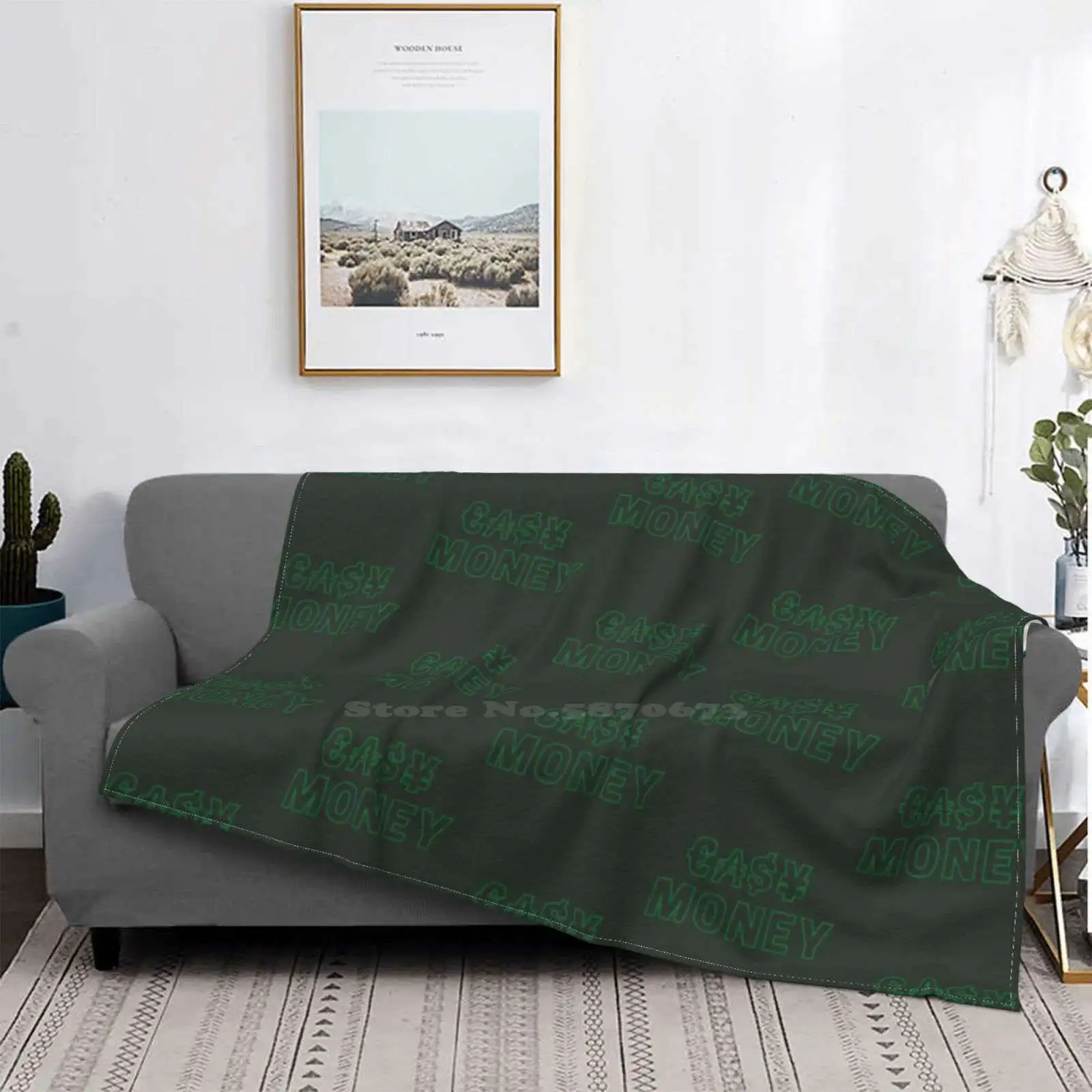 Easy Money Low Price New Print Novelty Fashion Soft Blanket Money Lifestyle Money Euro Dollar Yen Austral Rich Life Green