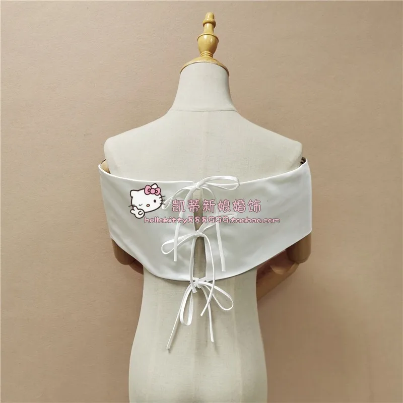 Fashion satin Detachable bow  off shoulder sleeve for bridal dress