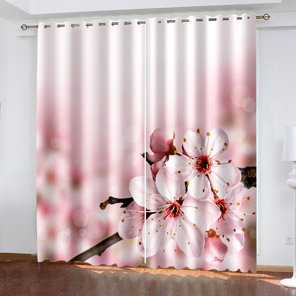 

Beautiful Photo Fashion Customized 3D Curtains Pink background pink peach blossom Decoration curtains