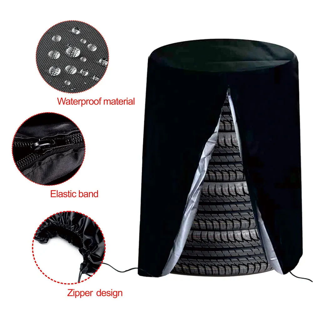 Silver/Black Wheel Protector Car-cover Car Tire Storage Bag Seasonal Tire Cover High-quality Material Zipper Design Tire Bag