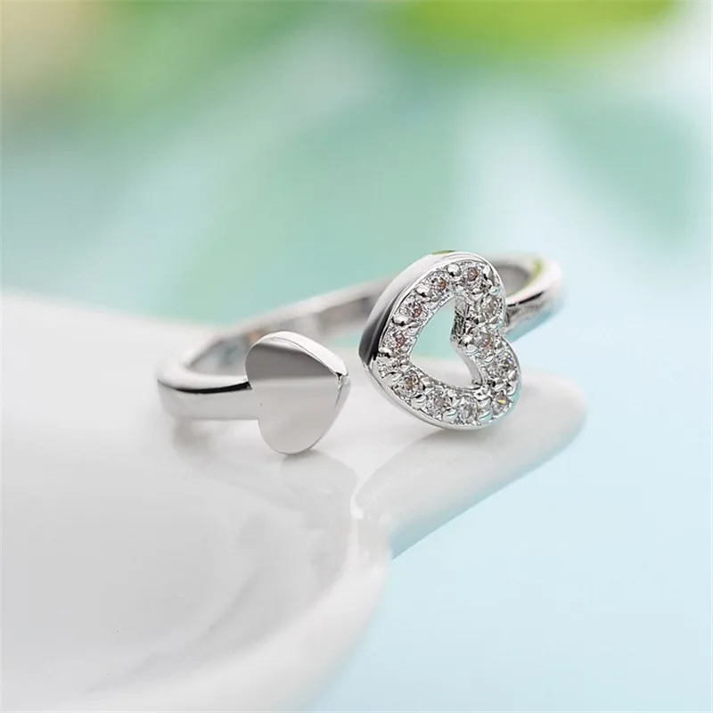 Heart opening adjustable ring tail ring new gift for girlfriend Zircon Small Earrings For Women Jewelry Gifts