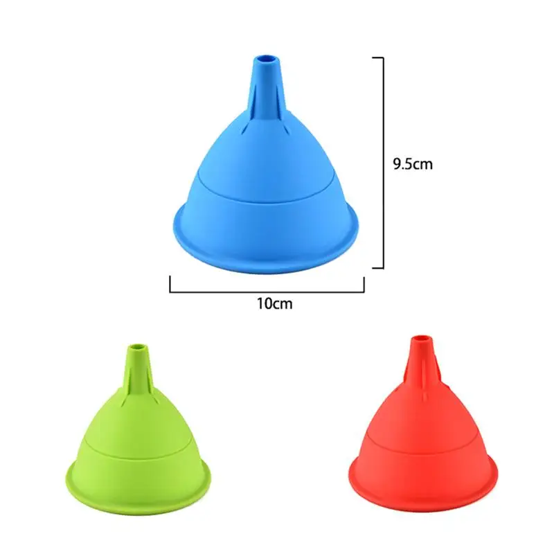 2pcs Silicone Foldable Funnels Telescopic Long Stem Funnel Transferring Liquid Tool for Home (Green)