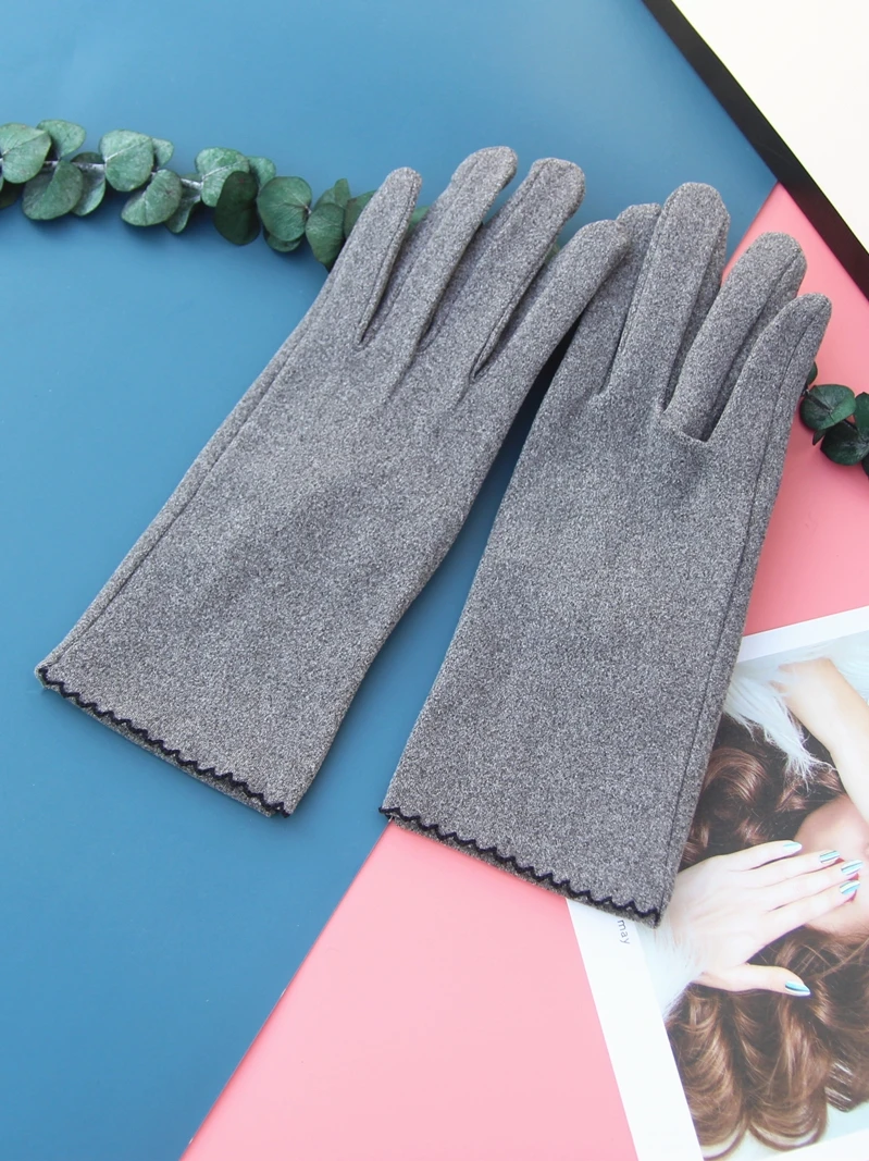 Spring Gloves Women's Dralon Thin Elastic Touch Screen Short Driving Cycling Outdoor Cute Cold-Proof Spring Autumn Winter