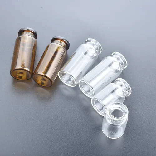 Imagen 2 del producto Vial de vidrio de inyección transparente con tapa de aluminio de plástico central, contenedores de vidrio de medicina líquida transparentes de 10CC, 50 piezas, 10ML