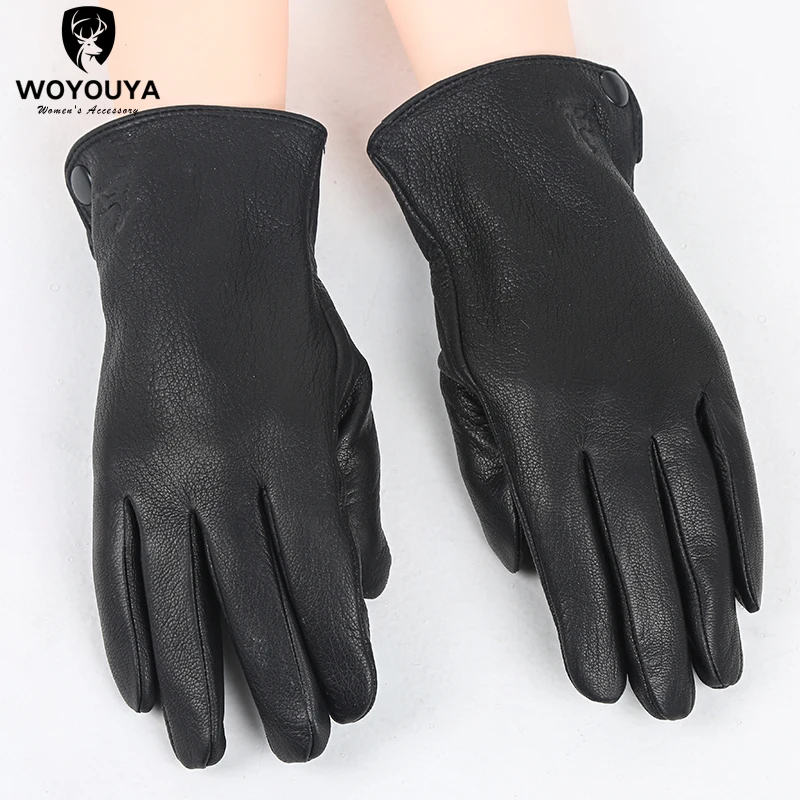 Fashion winter black touch gloves,sheepskin men\'s gloves,Keep warm gloves male winter,Brand men\'s leather gloves-8011N