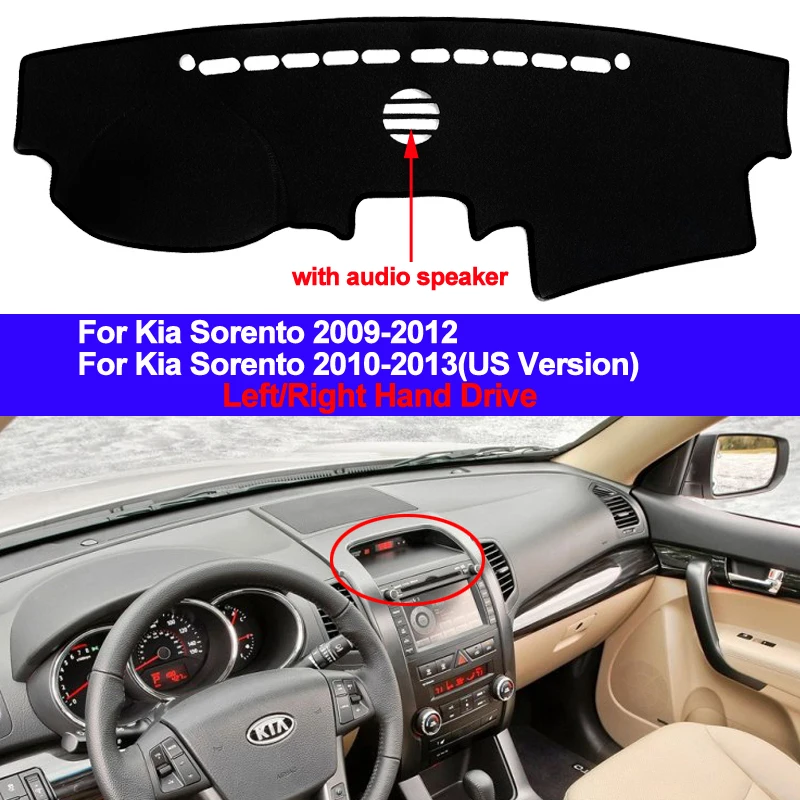 Samochód Auto wnętrze deska rozdzielcza pokrywa mata na deskę rozdzielczą Cape dywan Dashmat Pad poduszka 2 warstwy dla Kia Sorento 2009 2010 2011 2012 LHD RHD
