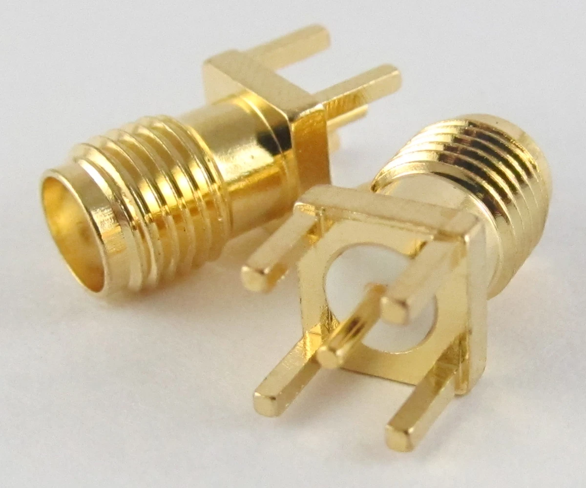 2pcs SMA RF Female Jack Board Mount Coaxial Connector SS Length: 13.6mm