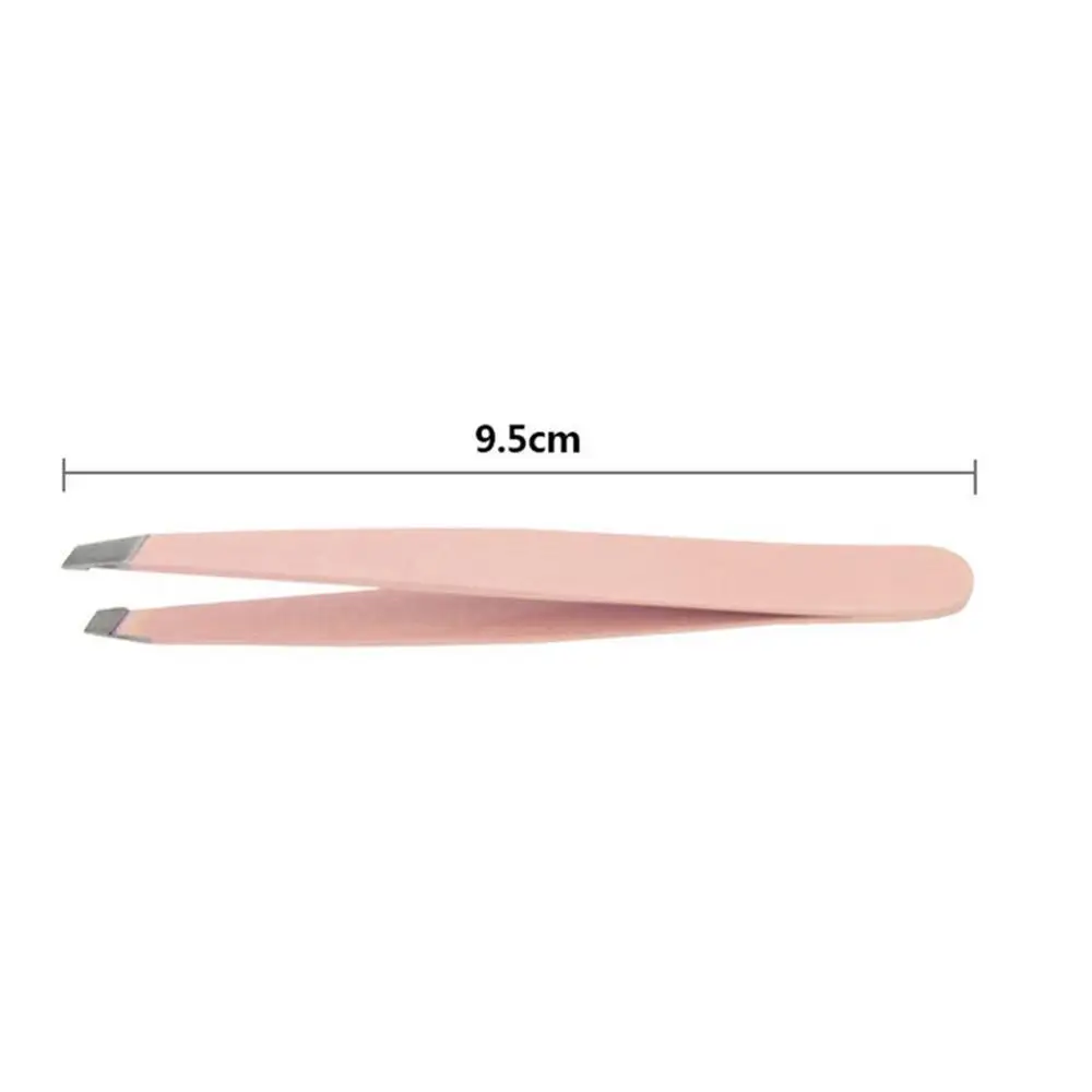 1Pc Eyebrow Tweezer Stainless Steel 9.5cm Flat Tip Rose Black Tweezers For Hair Removal Face Professional Eyes Cosmetic Tool