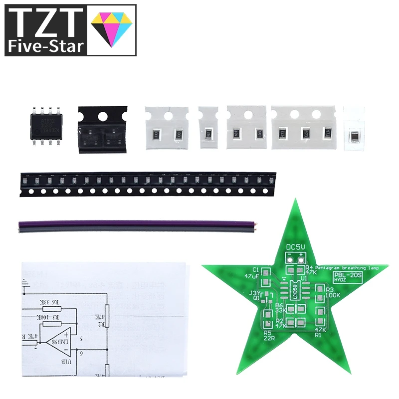 Schüler-Trainings-DIY-Kit Fünfzackiger Stern Atemlicht Farbwechsel-LED-Licht für Weihnachts-Löttraining Rot Grün Blau – Detail 6
