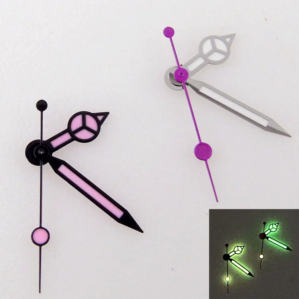 Luminous Purple Watch Hands Set For NH35 NH36 7s36 7s25 7s35 6r15 4r15 4r35 4r36 Movement