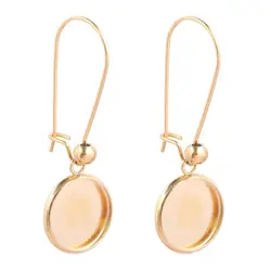 10pcs stainless steel gold plated dangle earring base setting 12mm cabochon bezel blanks diy kidney ear wires for jewelry making