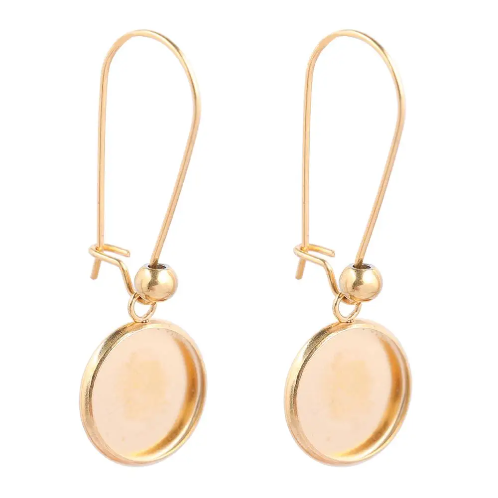 10szt pozłacany kolczyk ze stali nierdzewnej podstawa ustawienie 12mm kaboszon bezel blanki diy nerka druty do tworzenia biżuterii