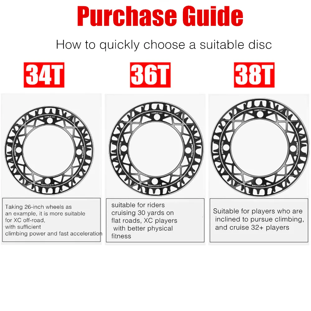 MOTSUV Bicycle 104BCD Crank Chainwheel 34T 36T 38T Integrated sprocket chainring with guard plate Protection Cover Bike Crankset