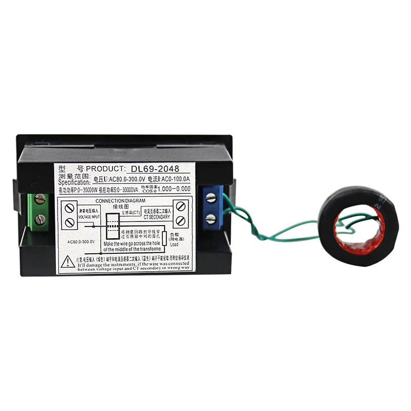 DL69-2048 Power Consumption Meter  AC Voltmeter Ammeter Voltage Current Meter AC200-450V  CT outside electrical VA meter