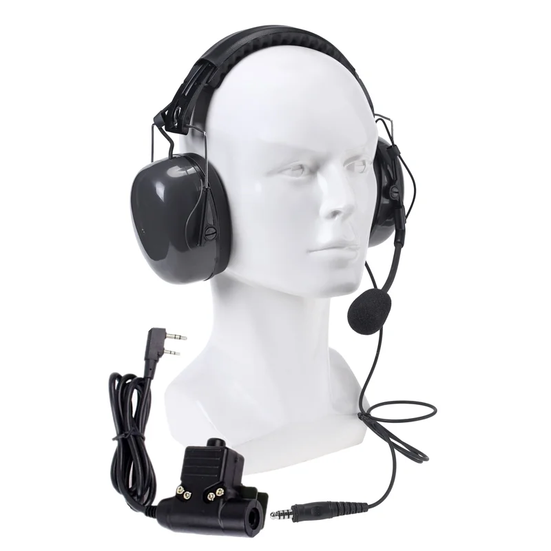 

Tactical Headphones Pickup Noise Canceling earmuffs Director headset connect U94 PTT For Walkie talkie Baofeng Kenwood