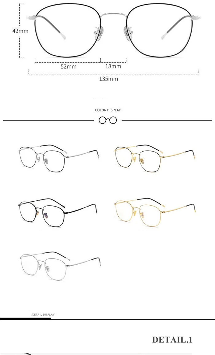 5815 Anti-Blau-Strahlen/Photochrome ovale optische Brille mit verschreibungspflichtigen Kurzsichtigkeit/Hyperopie/Progressive Brillen aus Metall – Detail 3