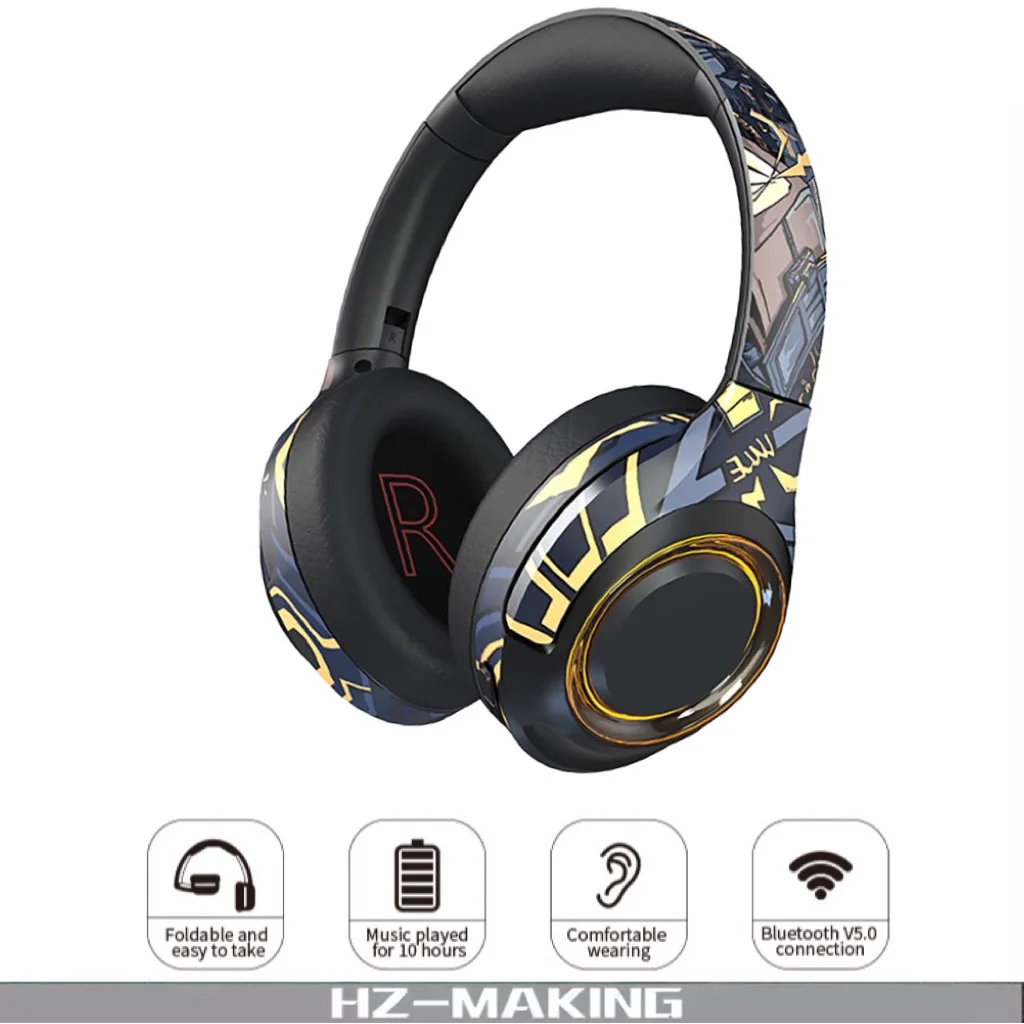 Gaming Wireless Bluetooth-compatible Headset Quality Music Battery Display Gamer Headphones With Mic For PC PS4 Multiple Modes