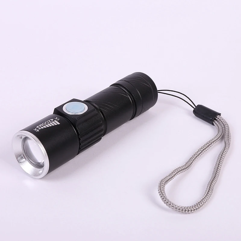 Portable USB Powerful LED Mini Flashlight Rechargeable Torch Flash Light Pocket Zoomable Lamp Built in Battery Q5 Lantern