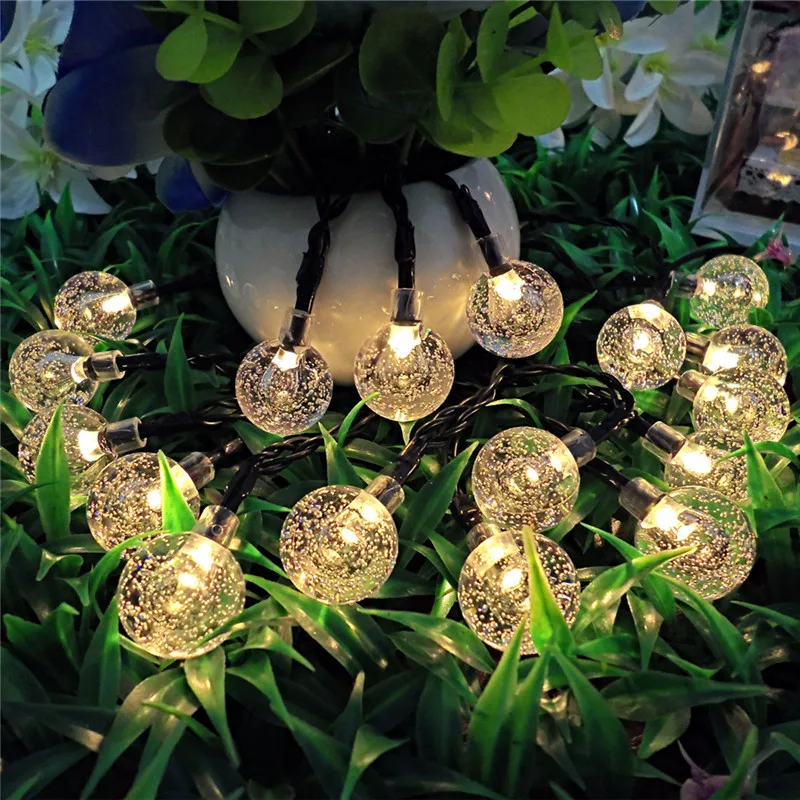 Imagem -02 - Bola de Cristal Led Solar Power String Fairy Lights Guirlandas de Jardim Decoração de Natal Venda Superior 20 30 50 Led