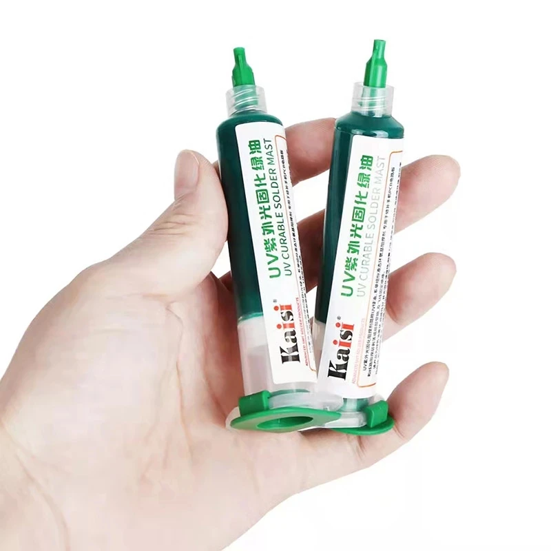 Kaisi 10CC الأخضر الأشعة فوق البنفسجية علاج قناع اللحام بغا لحام لصق الجريان الأخضر لحام لصق النفط منع التآكل الانحناء PCB قناع الأشعة فوق البنفسجية