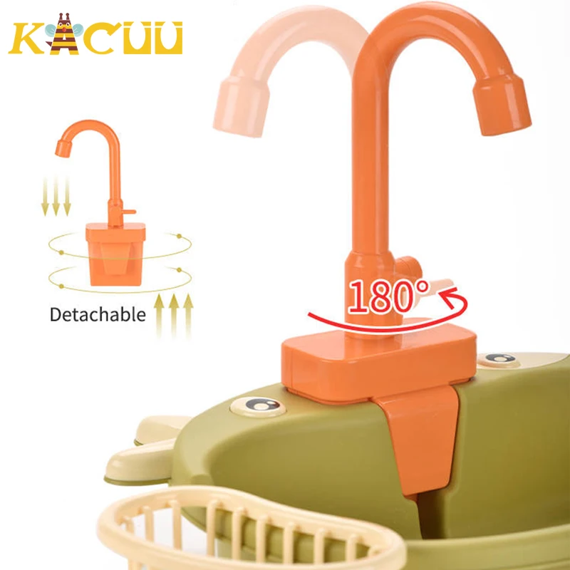 Kids Kitchen Sink Toy Sink Dishwashing Set Toys Pretend Play House Game Children's Simulation Electric Kitchen Dishwasher Toys