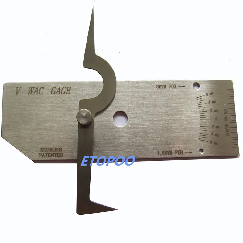 inch size V-WAC Welding Gauge gage weld Biting Edge undercut inspection gage Metric mm Reading